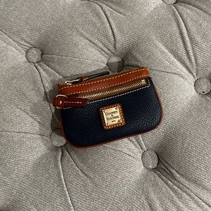 New without tags, Dooney & Bourke Navy and Brown Leather Coin Purse/ Cars Holder